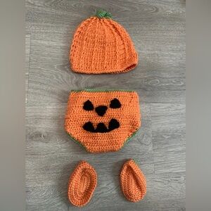 Handmade Pumpkin Crochet Baby Set